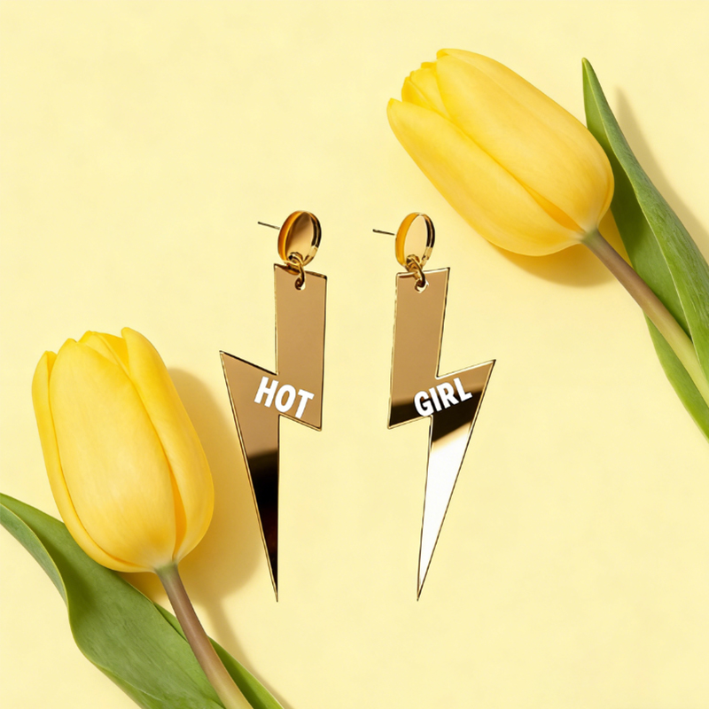 Personalized Multi-Color Lightning Bolt Earrings Edgy Statement Gift for Fashion Girls