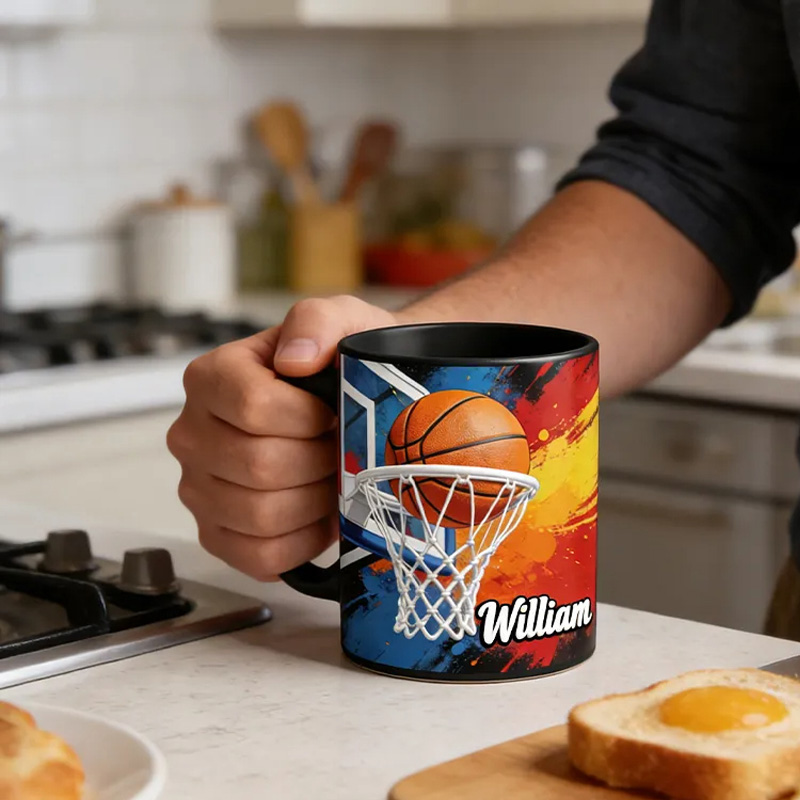Personalized Basketball Slam Dunk Coffee Mug for Basketball Enthusiasts