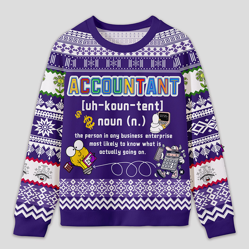 Personalized Energetic Accounting Funny Ugly Sweater Office Holiday Party Gift for Finance Pros