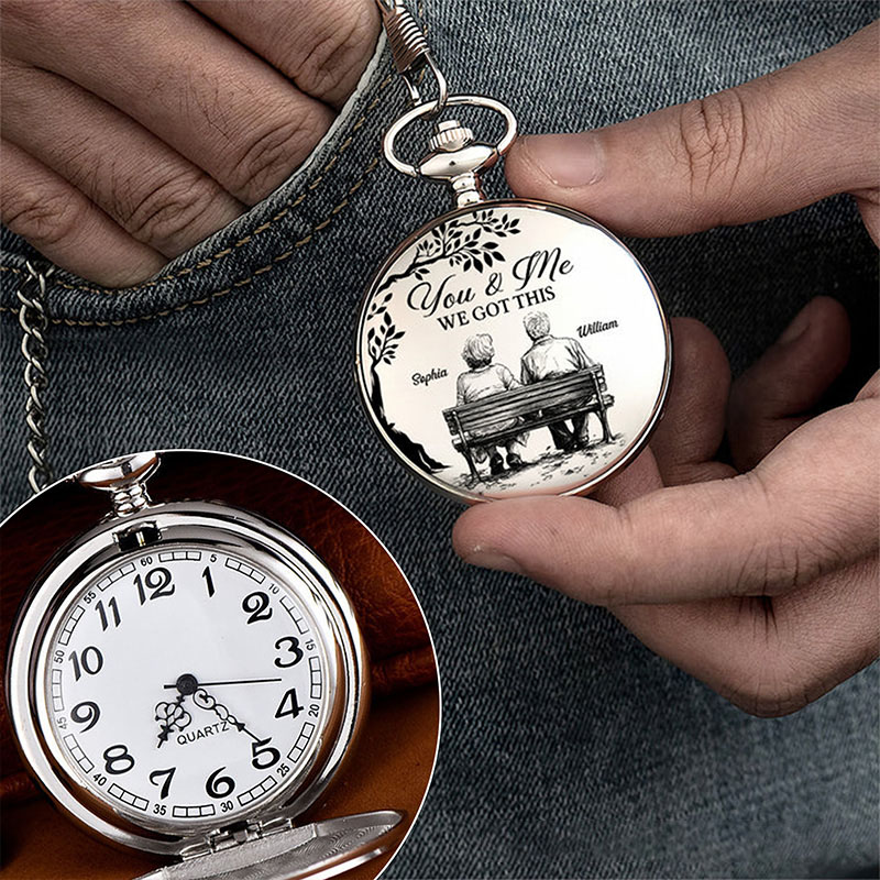 Personalized God Blessed the Broken Road that Led Me Straight to You Pocket Watch with Custom Names Religious Gift for Couple Valentine's Day Gift