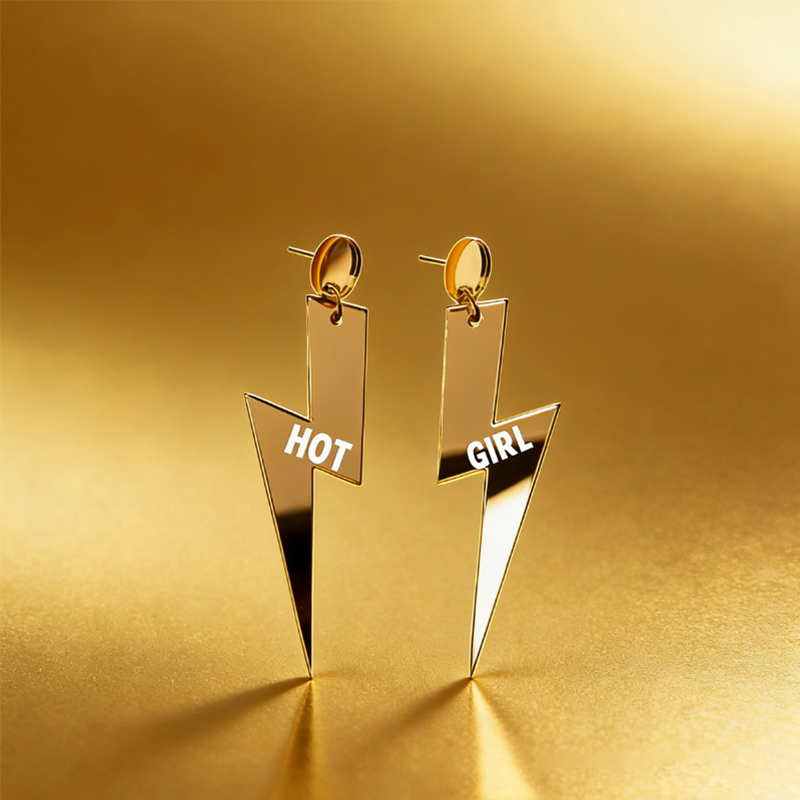 Personalized Multi-Color Lightning Bolt Earrings Edgy Statement Gift for Fashion Girls