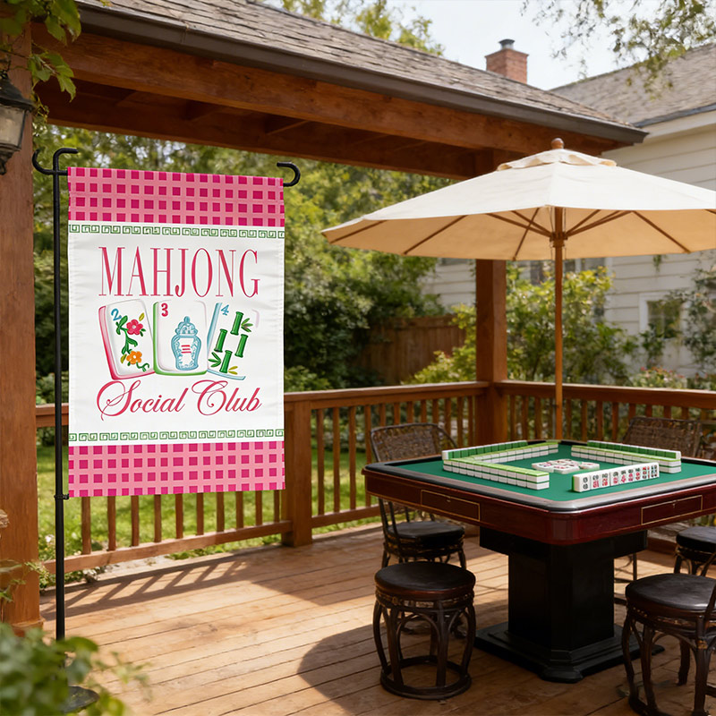 Mahjong Social Club Garden Flags Courtyard Decor Mahjong Parties and Gifts for Mahjong Enthusiasts