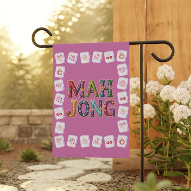 Mahjong Garden Flags Pink Mahjong Decor Courtyard Decor Mahjong Parties and Gifts for Mahjong Enthusiasts