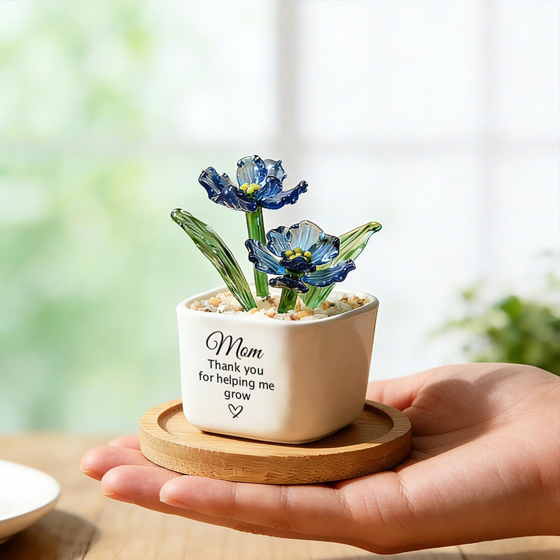 Personalized Glass Flower Pots Custom Name Engraving Mother's Day Birthday Gift a Special Present for Mom