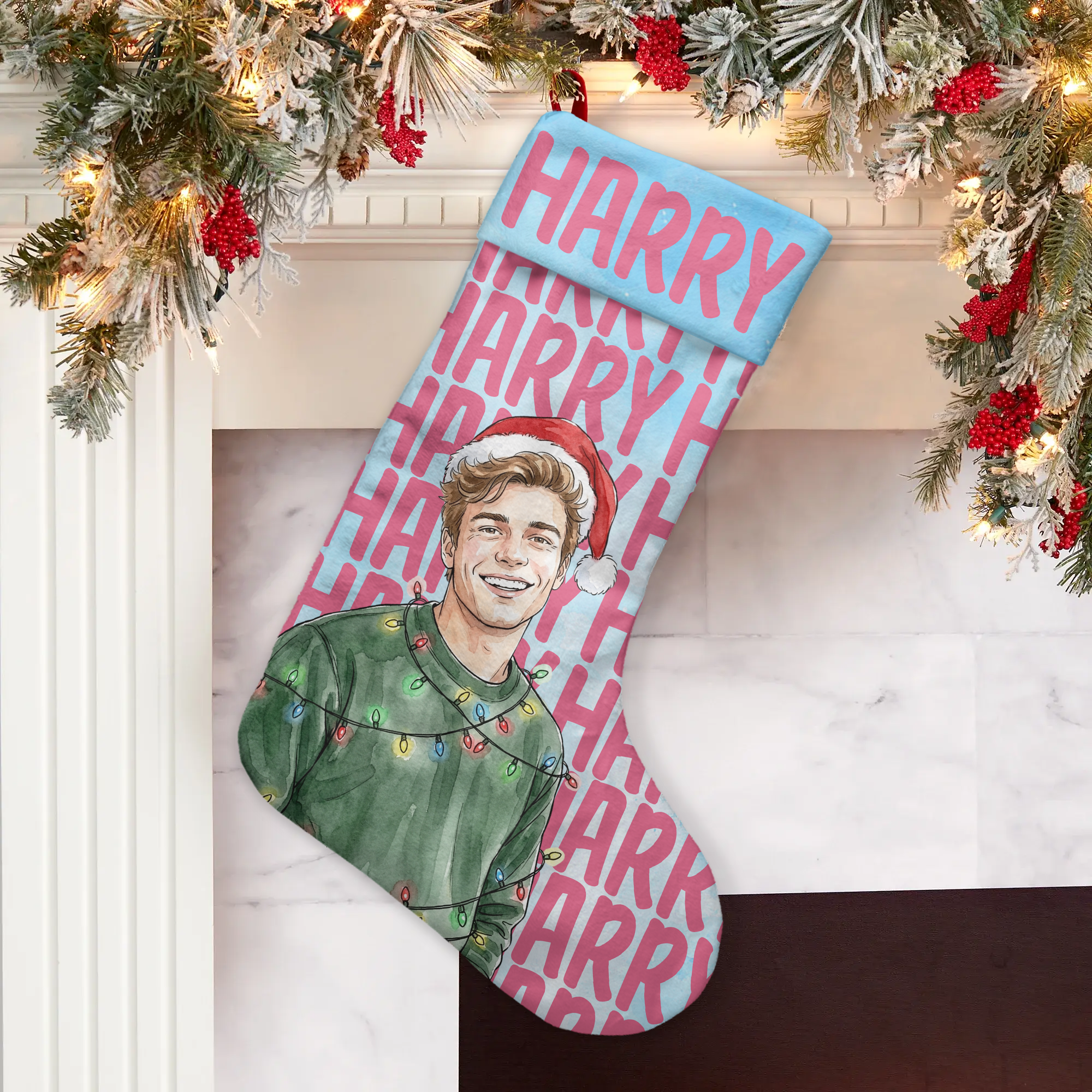[Copy]Personalized Sewing Themed Christmas Stocking, Sewn With Love Custom Name Xmas Stocking