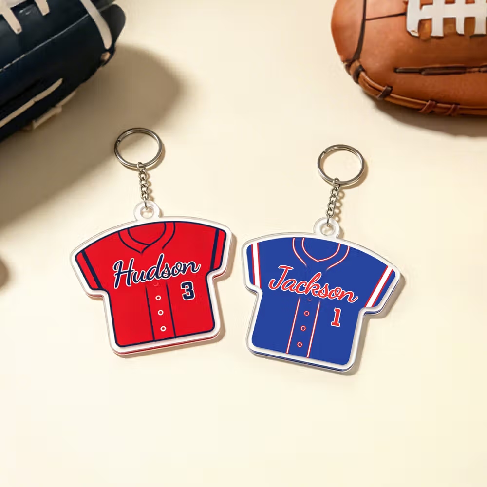 Personalized Soccer Jersey Acrylic Bag Tag Keychain with Name and Number, Everyday Use, Birthday or Team Gift for Soccer Player