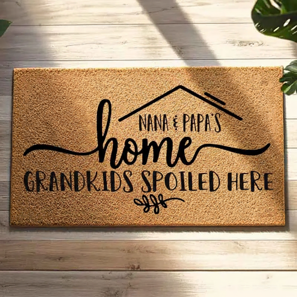 Personalized Welcome Doormat for Nana Papas House Custom Rug Gift for Spoiled Grandkids Grandma Grandpa Home Decor Housewarming Gift Sale-megacustom