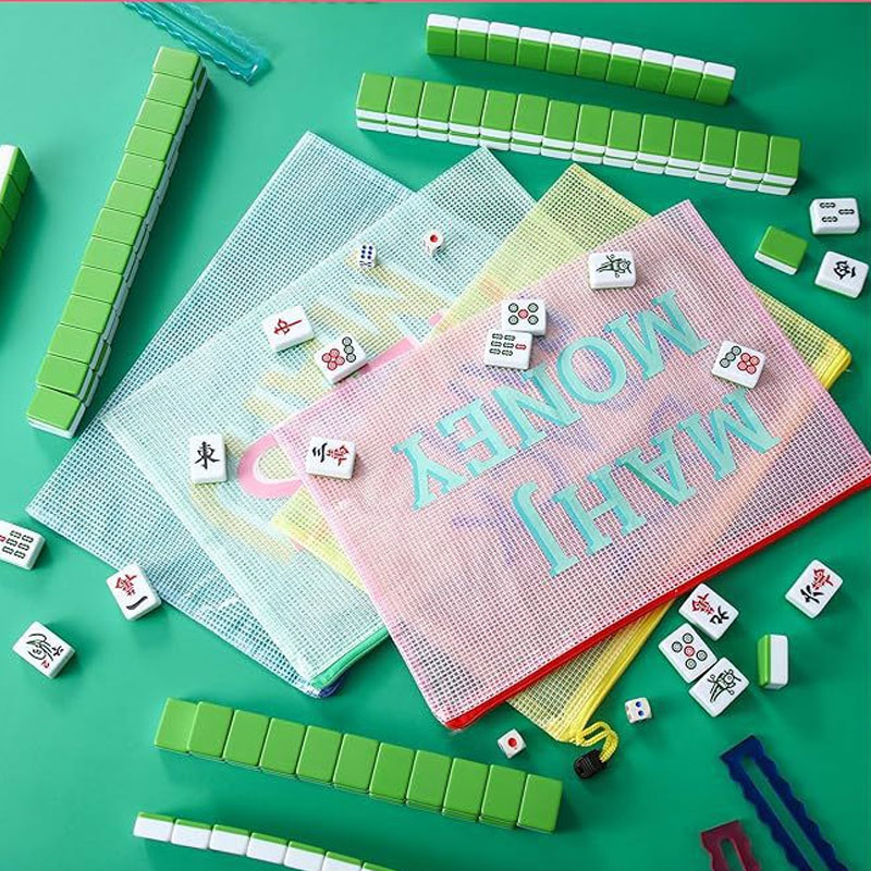 Mahjong Tile Bag PVC Clear Mahjong Case Size Waterproof Zippered Storage Tile Holder Rack Bag for Mahjong Lover