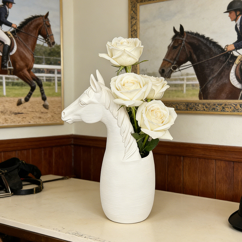 Personalized Horse-Head Vase 3D-Printed Horse-Themed Vase for Equestrian Enthusiasts