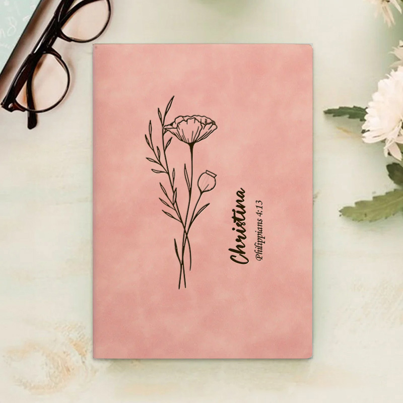 Personalized Floral Spiritual Journal A5 Notebook with Name Christian Notebook Graduation Gift Christmas Easter Gift for Women