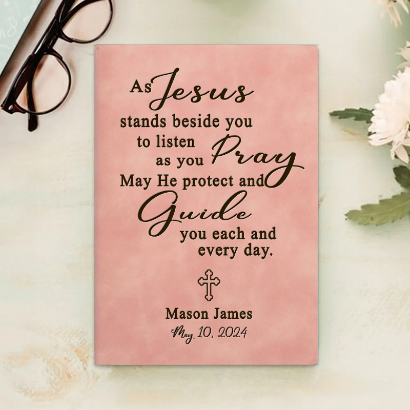 Personalized Christian Quote with Cross Prayer Journal A5 Notebook with Name Religious Study Notebook Confirmation Christmas Gift for Christians