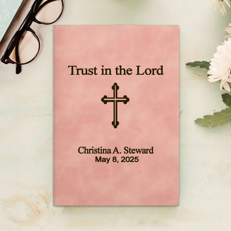 Personalized Trust in Faith Prayer Journal A5 Leather Notebook with Name Religious Journal Christmas Gift Confirmation Gift for Women and Men
