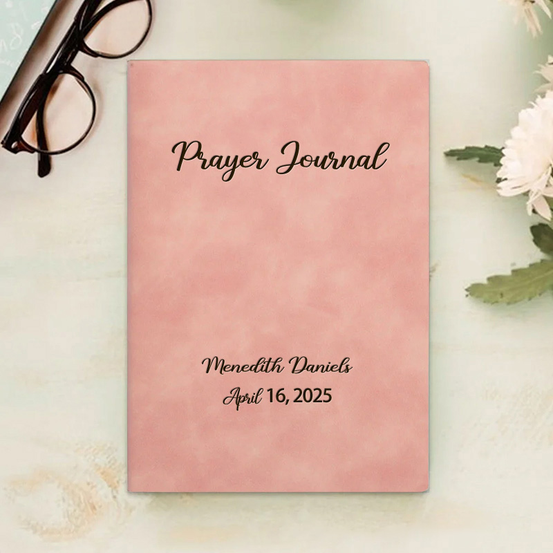 Personalized Prayer Journal Leather A5 Notebook with Name and Date Religious Journal Faith Notebook Confirmation Birthday Gift for Christians