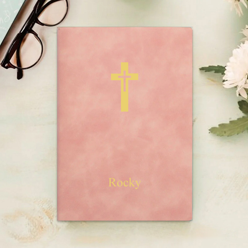 Personalized My Prayer Journal Cross Leather A5 Notebook with Name Bible Verse Religious Gift Birthday Baptism Gift for Christian Pastor Gift