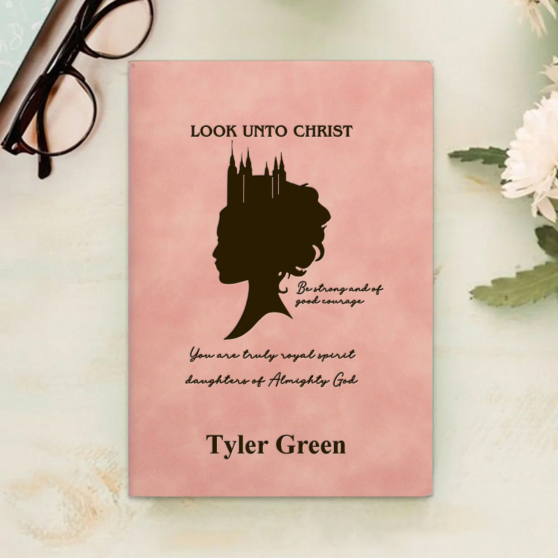 Personalized Look Unto Christ Prayer Journal Leather A5 Notebook with Name Woman Journal Temple Notebook Religious Gift Christian Gift for Her