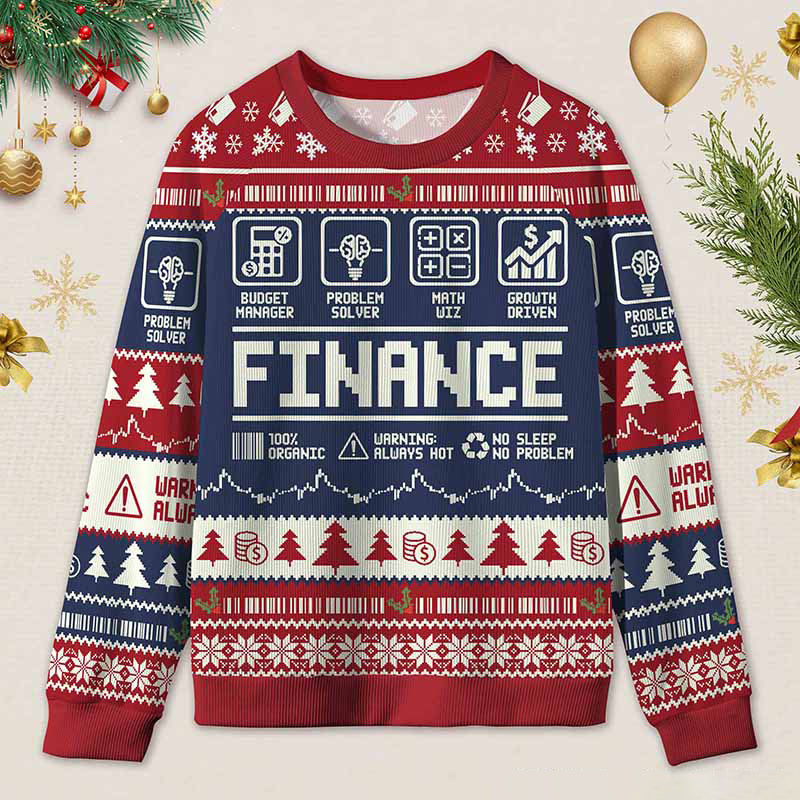 Personalized Funny Accounting Finance Ugly Christmas Sweater Gift for Accounting Finance Professionals