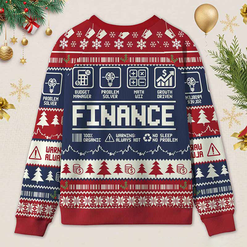 Personalized Funny Accounting Finance Ugly Christmas Sweater Gift for Accounting Finance Professionals
