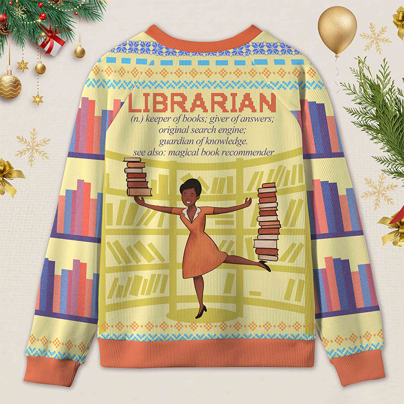 Personalized Book Lover's Dream Job Ugly Sweater Holiday Gift for Librarians
