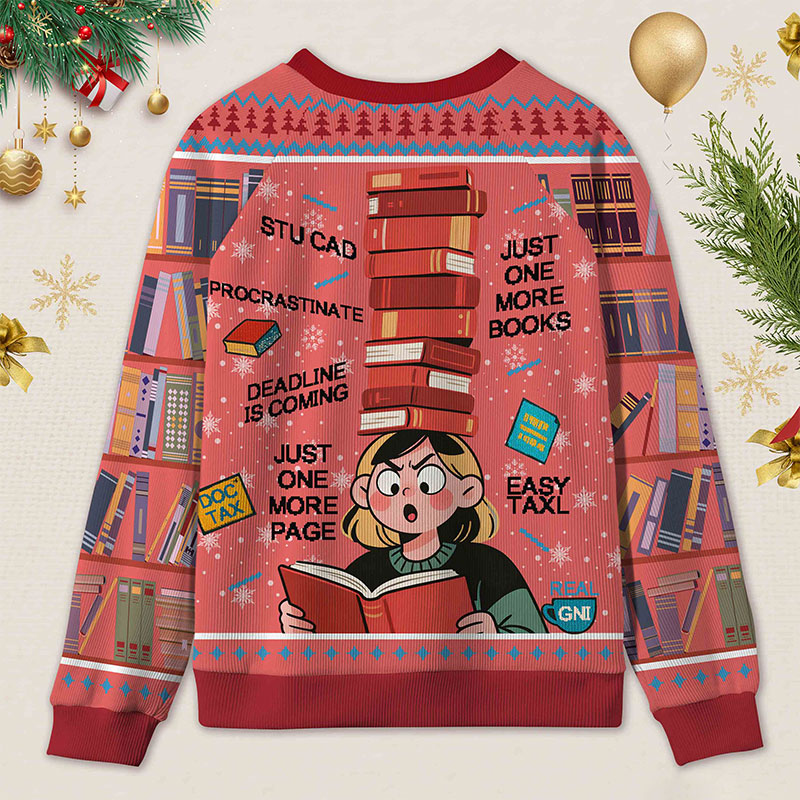 Personalized Reading Procrastination Humor Ugly Sweater Librarian Life Holiday Gift for Book Lovers