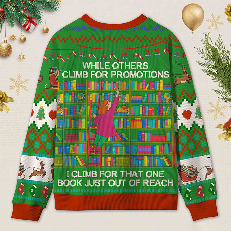 Personalized Book Passion Ugly Sweater Office Holiday Party Gift for Librarians