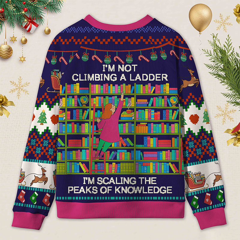 Personalized Knowledge Explorer Ugly Sweater Office Holiday Party Gift for Librarians