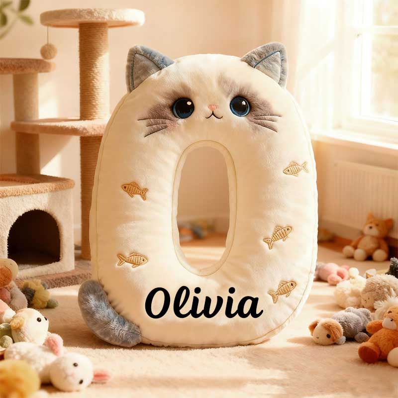 Personalized Cat Lover Letter Pillow with Custom Name Pillow Graphic 3D Print