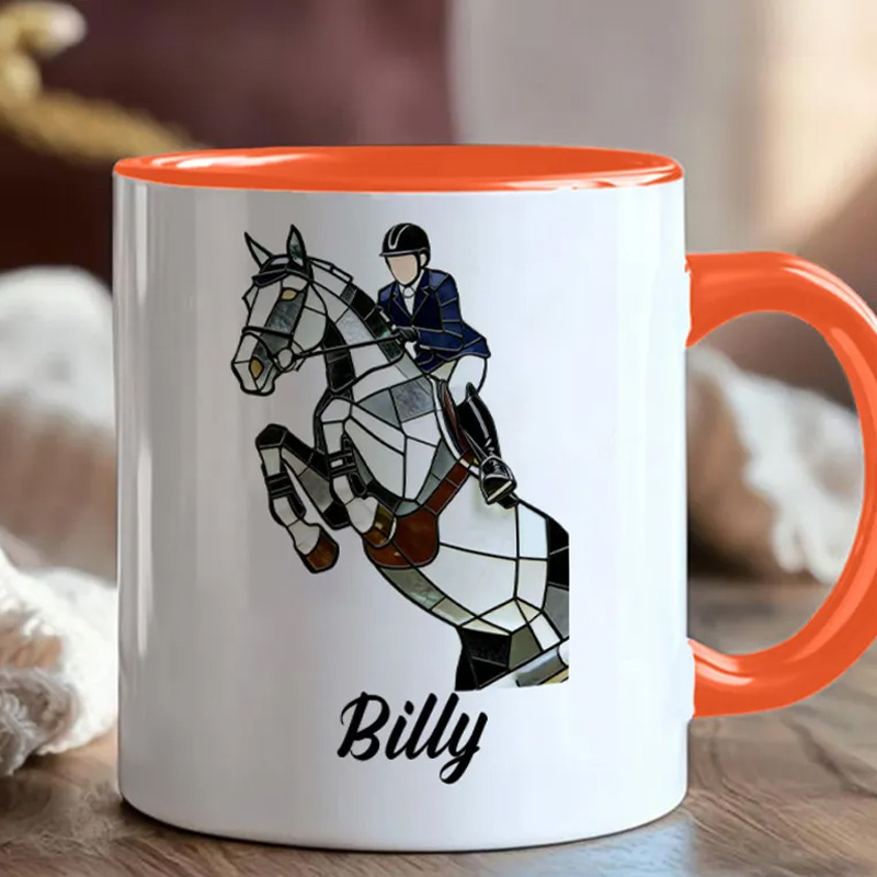 Personalized Photo Equestrian Mug Riding Horse Coffee Gift for Riding Lovers Equestrian Lovers