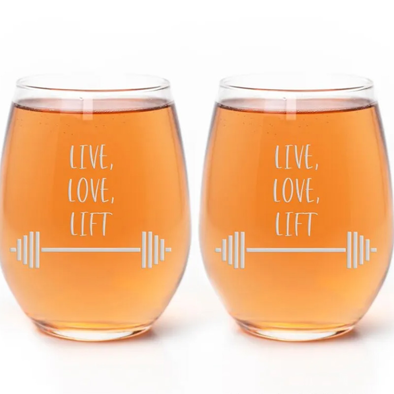 Personalized Barbell Stemless Wine Glasses Whiskey Wine Beer Glassware Gift Fitness Gift for Gym Lover