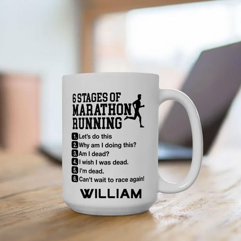 Personalized Funny Marathon Mug Ceramic Coffee Cup Running Exercise Humor Workout Present Exercise Lover Gift for Gym Lover