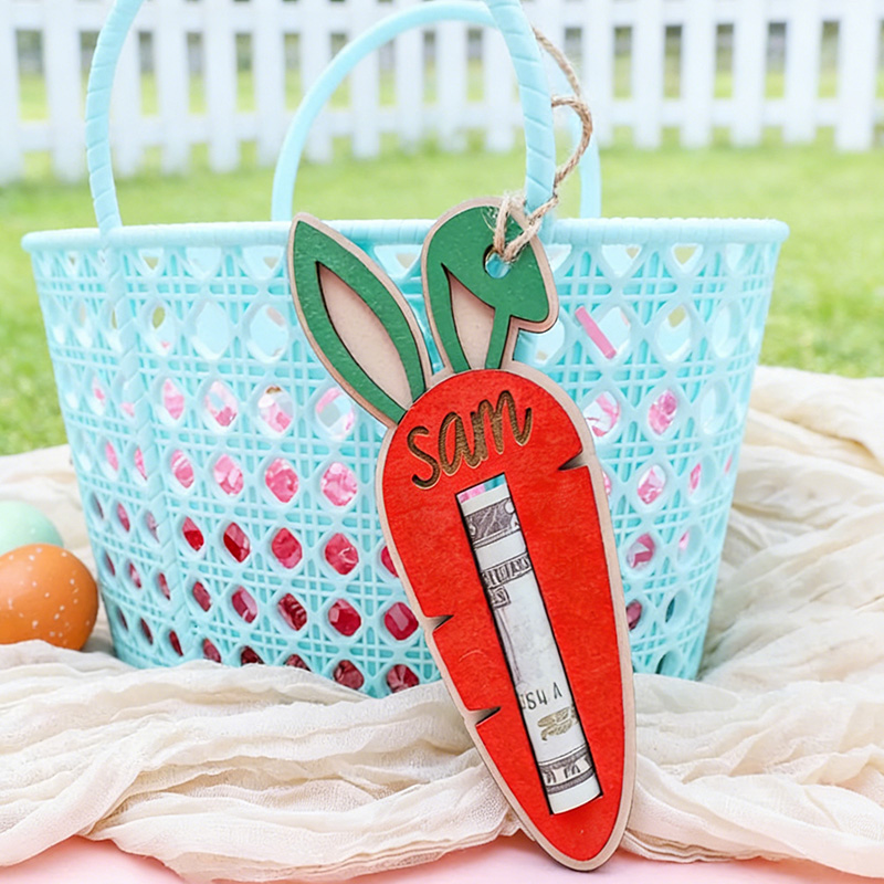 Personalized Easter Carrot Money Holder Bunny Ear Tag Cash Gift for kids Easter Tag Easter Carrot Tag Easter Cash Gift Bunny Ear Tag Easter Money Holder