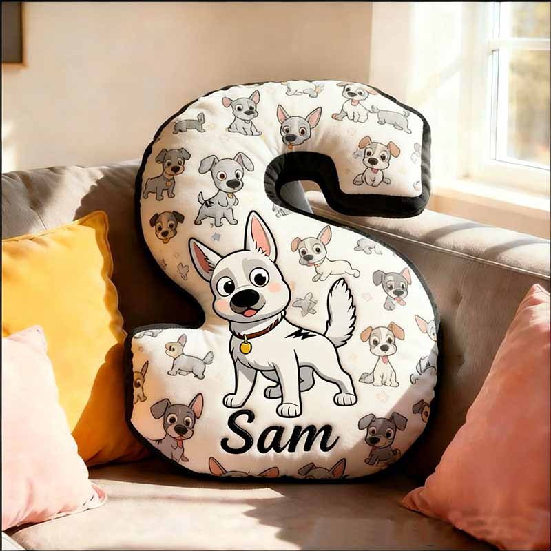 Personalized Dog Lover Letter Pillow with Custom Name Design Graphic 3D Print