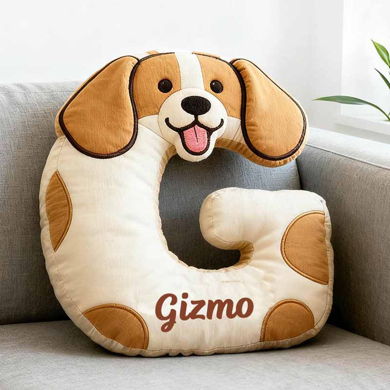 Personalized Dog Lover Letter Pillow with Custom Name Cartoon Pillow Graphic 3D Print