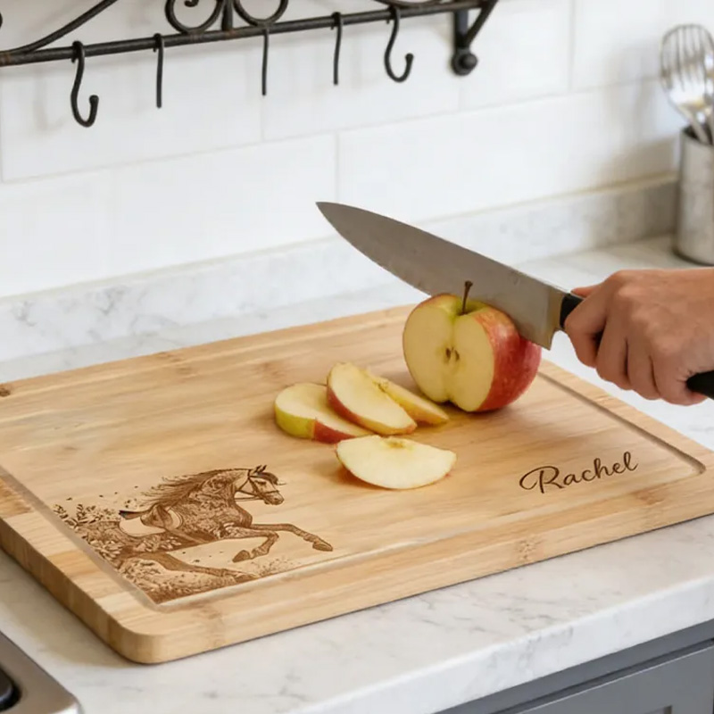 Personalized Dressage Horse Floral Design Engraved Cutting Board for Riding Lovers Equestrians Equestrian Lovers