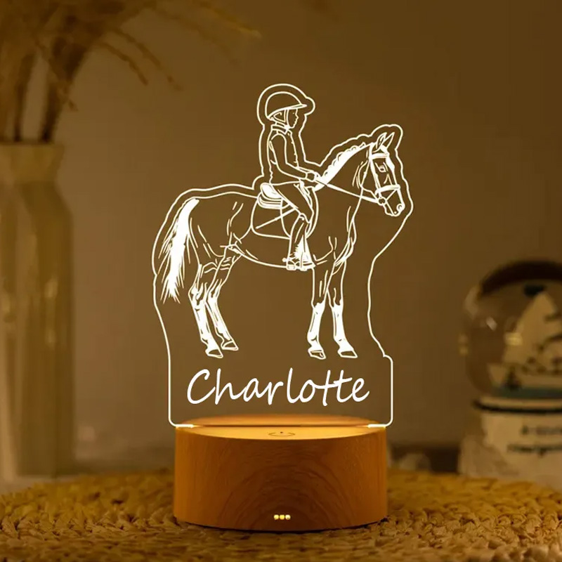 Personalized LED Equestrian Night Light Horse Gifts for Horse Riding Gifts Equestrian Night Light Lamp Horse Gifts Bike Lamp for Riding Lovers and Equestrian Lovers 