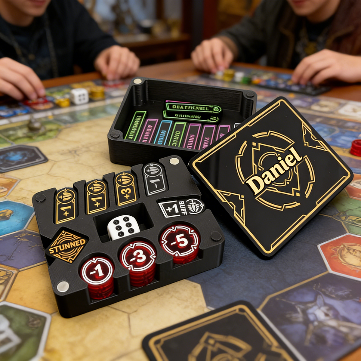 Personalized TCG Token Storage Box - Custom Name 3D Printed Game Accessory Organizer