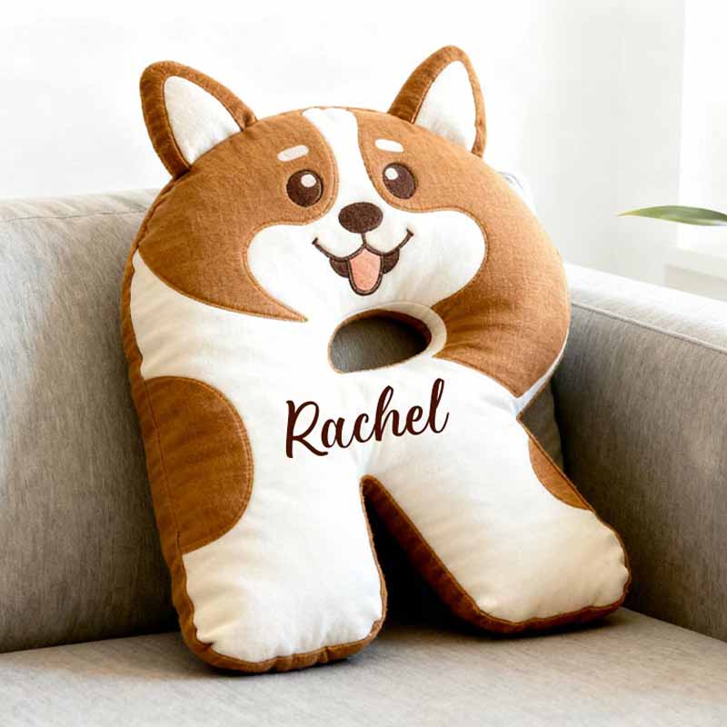 Personalized Dog Lover Corgi Letter Pillow with Custom Name Pillow