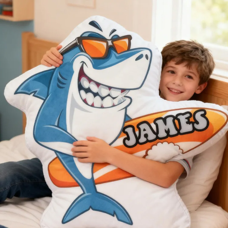 Personalized Suring Shark Pillow Rainbow Throw Pillow Graphic 3D Print Surfing Skateboarding Fitness Decoration Pillow Exercise Sport Pillow for Kids Surfing Skateboarding Lovers