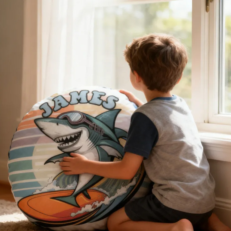 Personalized Suring Shark Pillow Rainbow Throw Pillow Graphic 3D Print Surfing Skateboarding Fitness Decoration Pillow Exercise Sport Pillow for Kids Surfing Skateboarding Lovers
