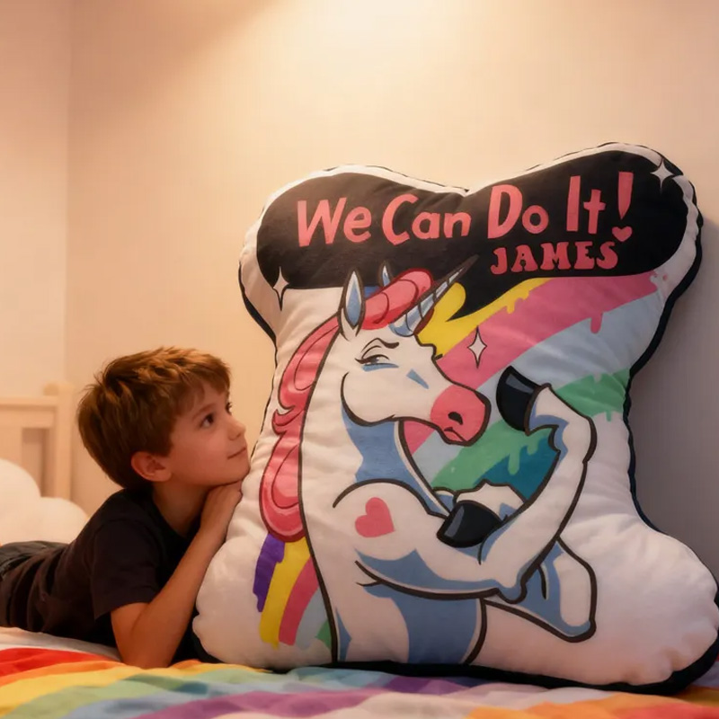 Personalized Fitness Magical Animals Pillow Rainbow Throw Pillow We Can Do It Graphic 3D Print Trainer Fitness Planner Decoration Pillow Exercise Sport Gym Rat Weightlifting Pillow for Kids Gym Lovers