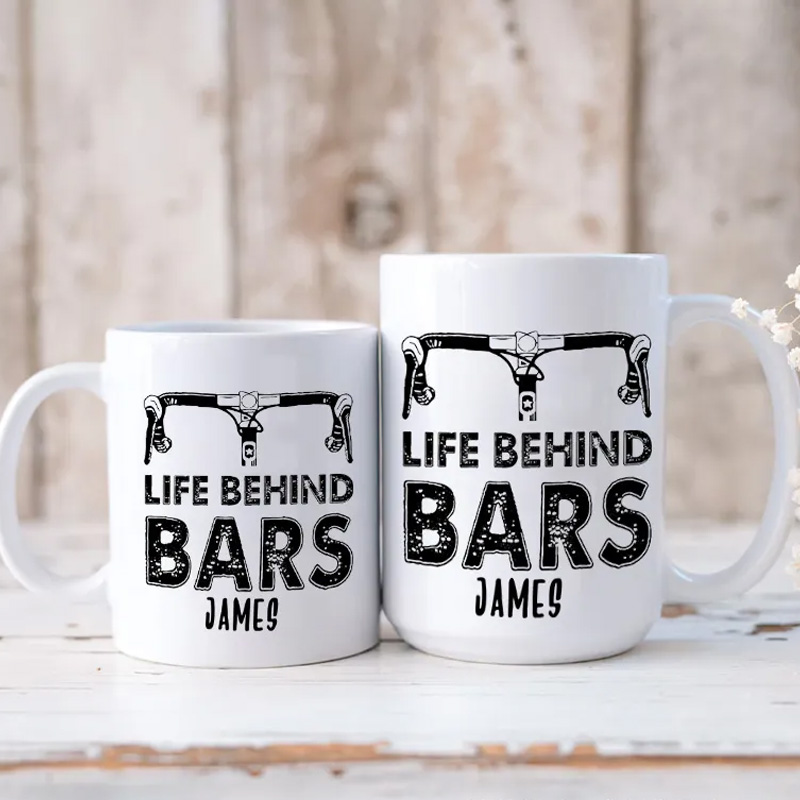 Personalized Life Behind Bars Mug Funny Biker Mugs Biker Gifts Cyclist Mug Women Cyclist Joke Bike Gift For Cyclistsfor Biker Cycling Riding Lovers