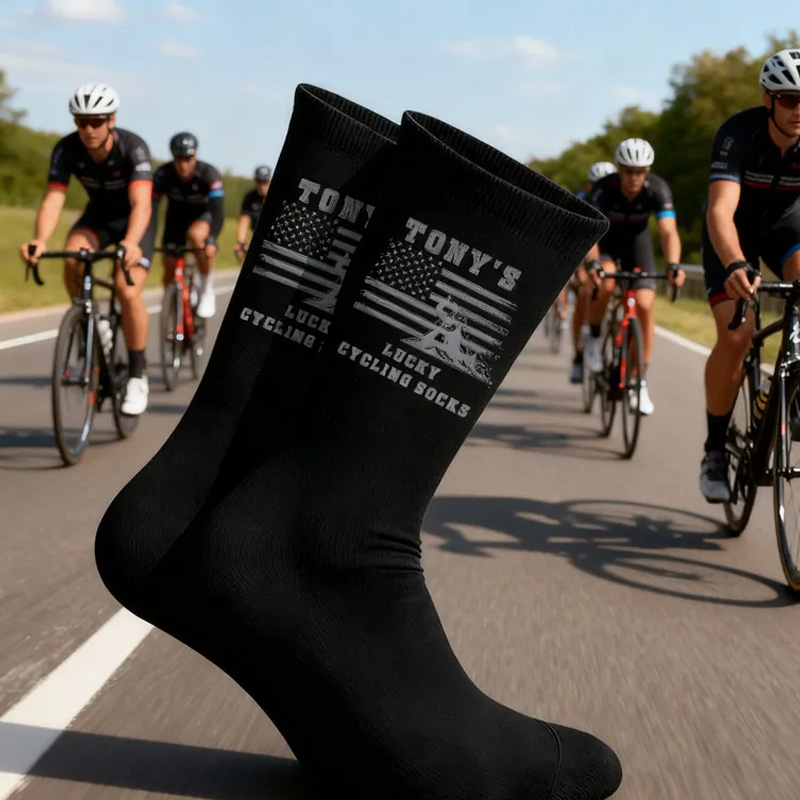 Personalized MTB Lucky Cycling Socks American Flag Custom Name Gift for Cyclists Riding Racing Cycling Lovers