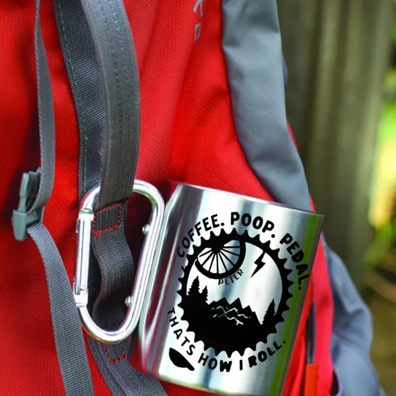 Personalized MBT Mountain Riding Escape Hiking Carabiner Travel Holiday Camping Stainless Steel Mug Adventure Coffee Cup Tea Mug Gift Birthday for Cycling Riding Lovers