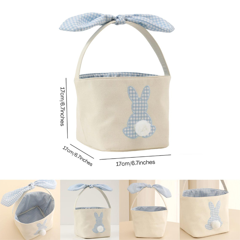 Personalized Easter Basket Embroidered Name Bunny Ear Basket Easter Egg Hunt Basket Easter Gift