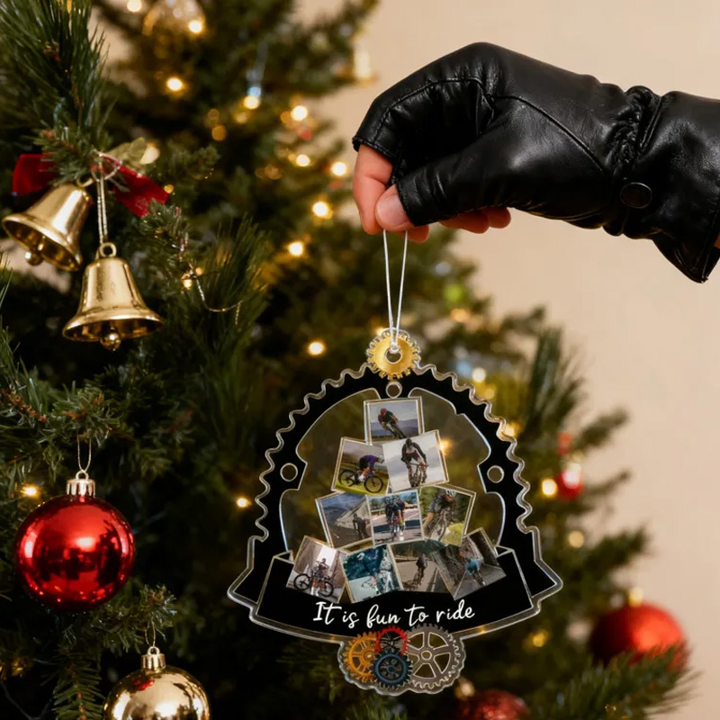 Personalized Custom Photo Gifts Christmas Ornament Christmas Decoration Cycling Ornament Holiday Xmas Gift for Racing Biker Riding Lovers