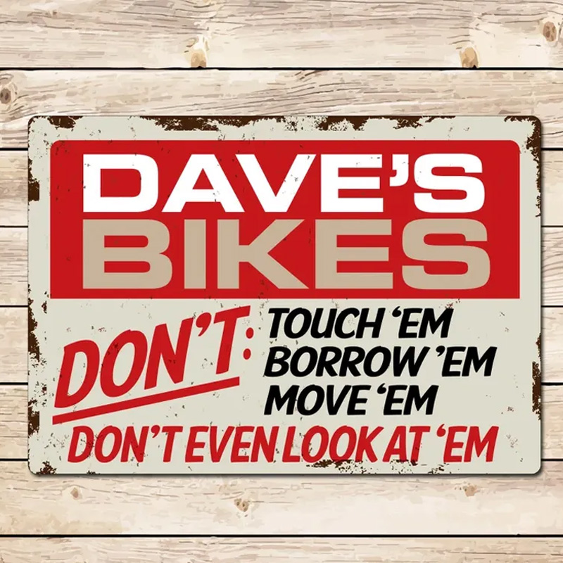 Personalized Bike Rules Vintage Metal Sign Mancave Garage Decor Birthday Fathers Day Christmas Gift for Dad Grandad Husband for Cycling Riding Lovers