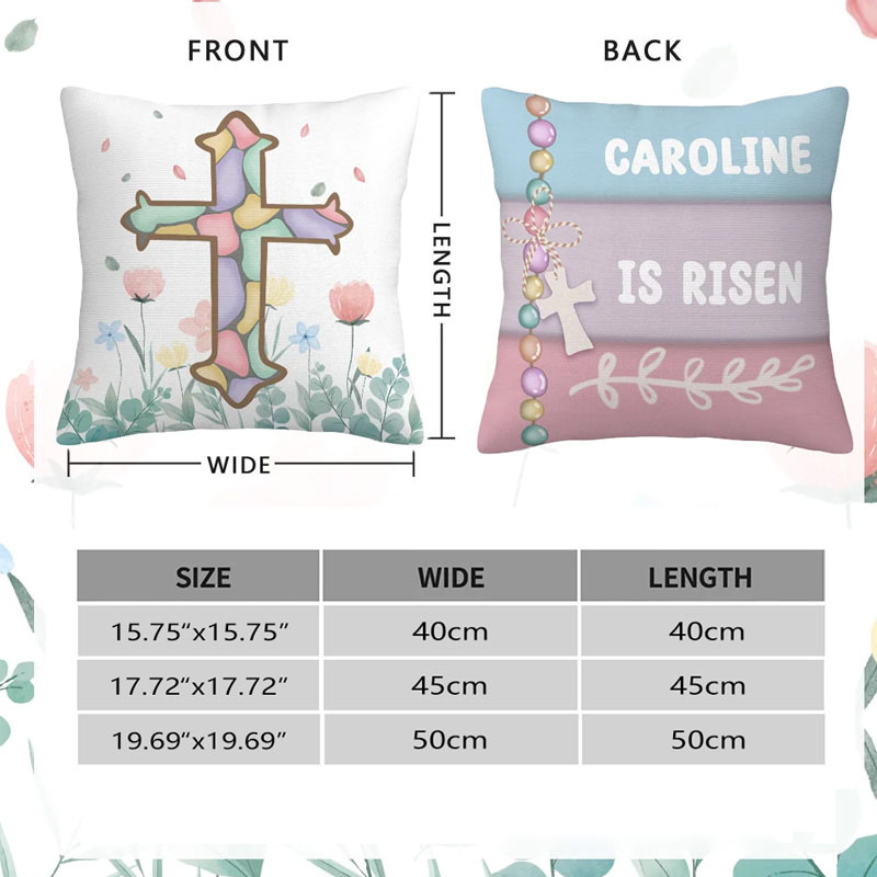 Personalized Easter Theme Cross Throw Pillow with Name Soft Home Decoration Religious Gift Easter Gift for Girls