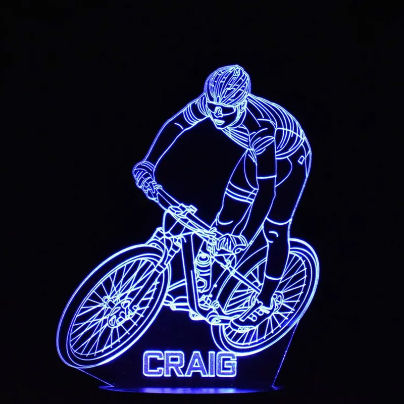 Personalized Mountain Bike LED Night Light Custom Name Bicycle Led Lamp Biker Birthday Gift Cyclist Bedroom Decor Cycling Sign Engraved Bike Lamp
