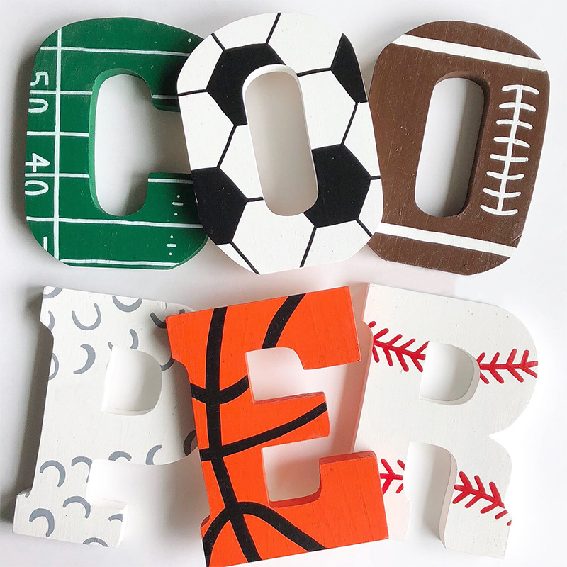 Personalized Wooden Sports Name Sign Sports Letter Wall Decoration Custom Letter