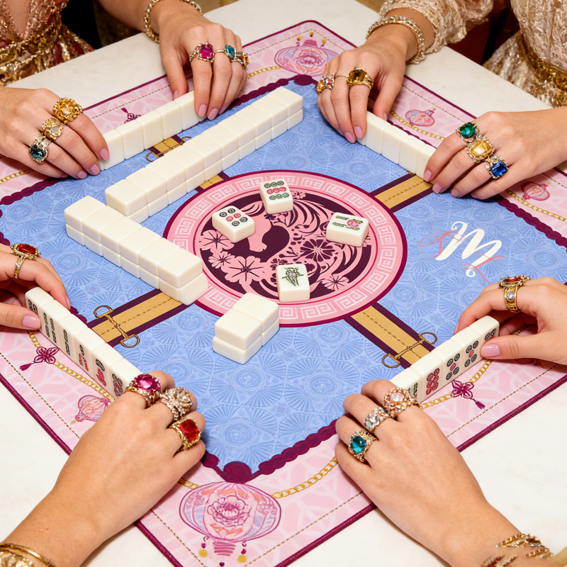 Personalized Year of the Horse Mahj and Martinis Rules Edition Mahjong Mat Custom Text Gift Neoprene Game Surface Travel Portable Playing for Equestrian Lovers