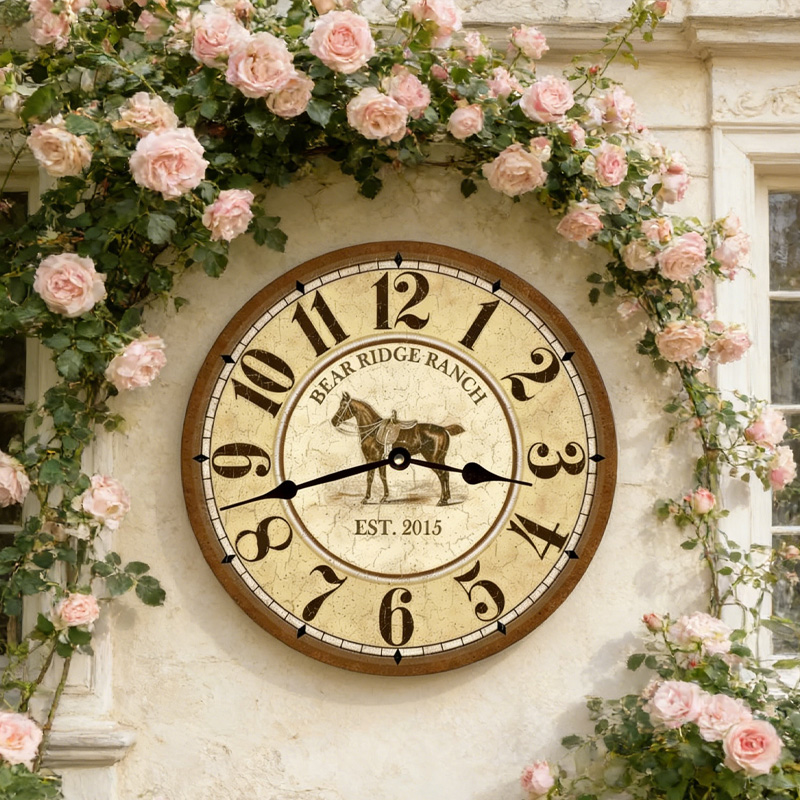 Personalized Silent Analog Horse Clock Horse Wall Clock for Equestrain Lovers